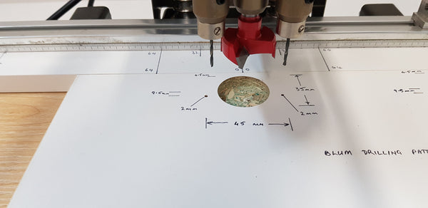 Hinge Drilling Machine - Tripani UT45B - suit Blum style hinges (Drill pattern 45mm x 9.5mm)