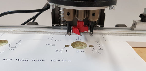 Hinge Drilling Machine - Tripani UT45B - suit Blum style hinges (Drill pattern 45mm x 9.5mm)
